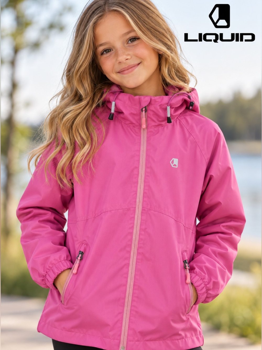 LIQUID Girls Pink Hooded Outdoor Rain Jacket Size 10/12